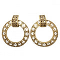 Chanel Earrings CC Logo Vintage Round 2-Way 2 5 Gold