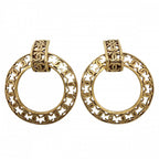 Chanel Earrings CC Logo Vintage Round 2-Way 2 5 Gold