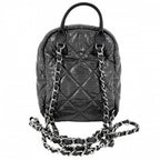 Chanel Quilted Coco Neige Chain Shoulder Lame Backpack CC Logo Nylon Gray Silver — view 2
