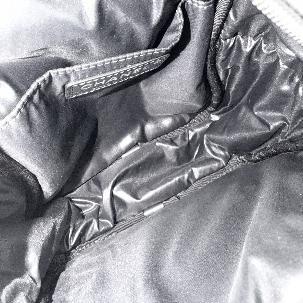 Chanel Quilted Coco Neige Chain Shoulder Lame Backpack CC Logo Nylon Gray Silver — view 4