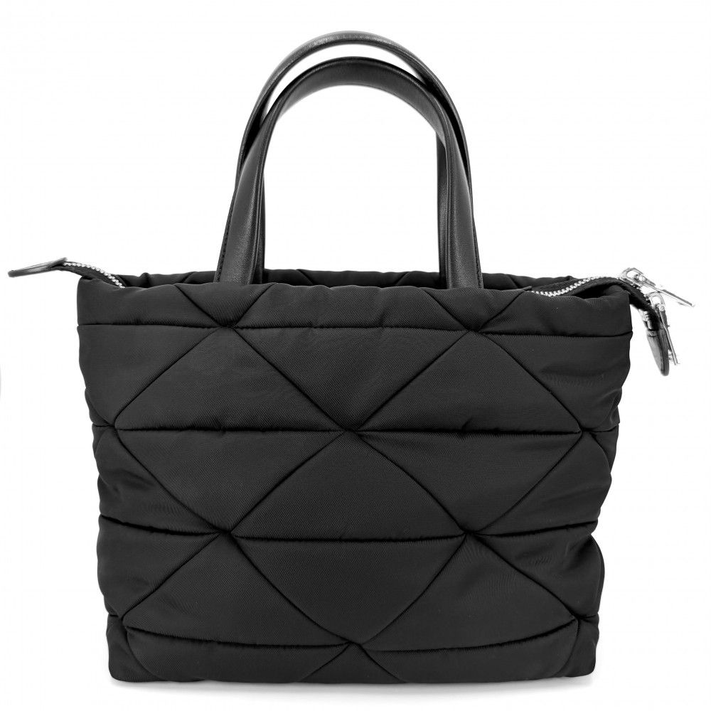 Prada 2-Way Small Padded Tote Shoulder Bag Crossbody Nylon Black Silver — view 2