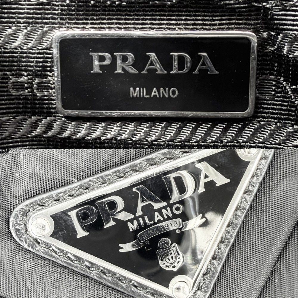 Prada 2-Way Small Padded Tote Shoulder Bag Crossbody Nylon Black Silver — view 5