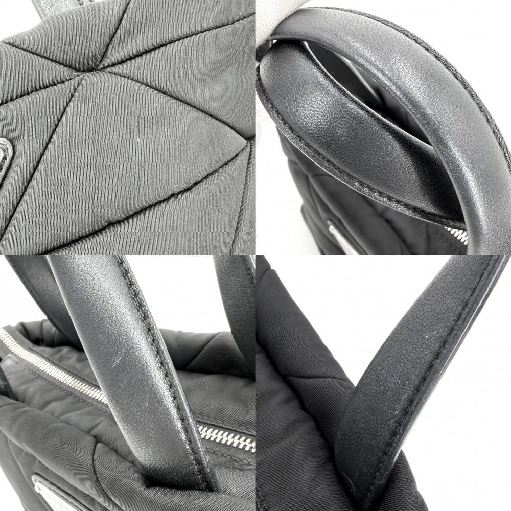 Prada 2-Way Small Padded Tote Shoulder Bag Crossbody Nylon Black Silver — view 8