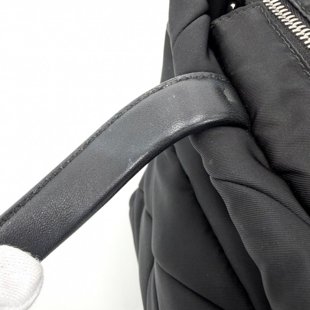 Prada 2-Way Small Padded Tote Shoulder Bag Crossbody Nylon Black Silver — view 6