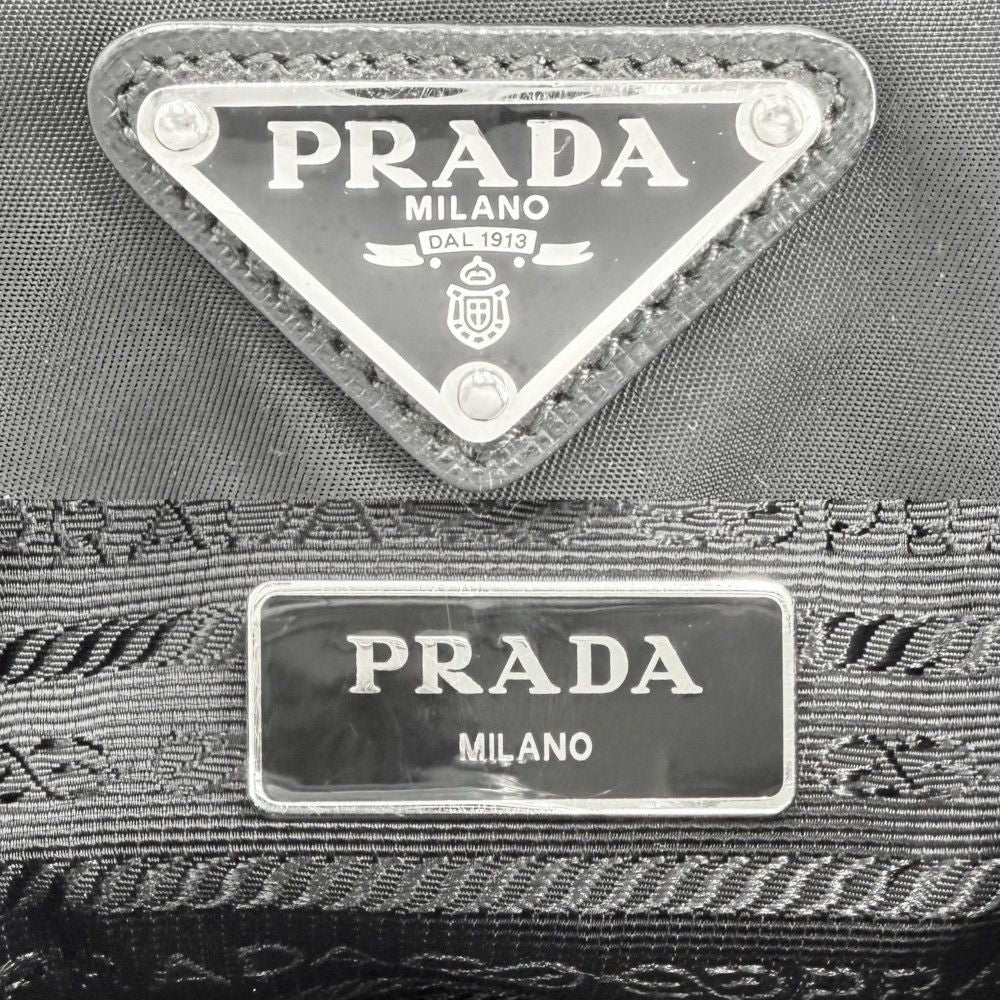 Prada Triangle Logo Backpack Nylon Black Silver — view 5
