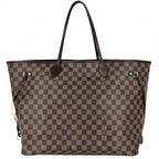 Louis Vuitton Tote Neverfull GM Handbag Shoulder Damier Canvas Brown Gold