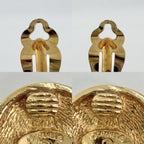 Chanel Earrings Quilted Round CC Logo Vintage Gold Plated — view 3