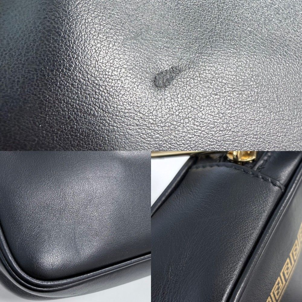 Fendi Shoulder Bag Fendace Collaboration Crossbody Medusa Leather Black Gold — view 7