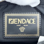 Fendi Shoulder Bag Fendace Collaboration Crossbody Medusa Leather Black Gold — view 5