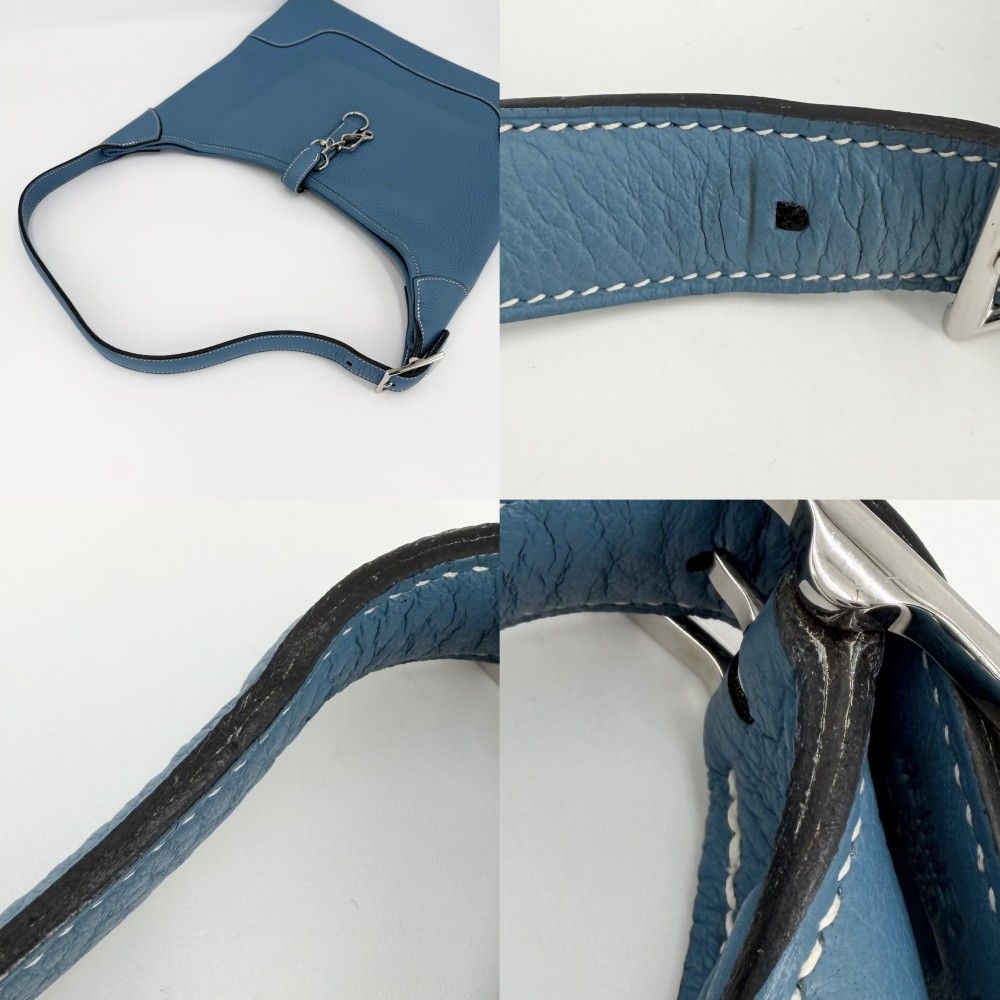 Hermes Shoulder Bag Trim 35 Leather Blue Silver — view 7
