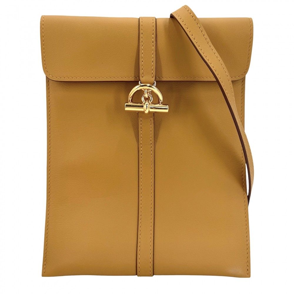 Hermes Shoulder Bag Glenantou Go Leather Brown Gold