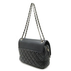 Chanel Quilted CC Logo Chain Shoulder Bag Leather Black Silver — view 2