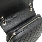 Chanel Quilted CC Logo Chain Shoulder Bag Leather Black Silver — view 8