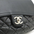Chanel Quilted CC Logo Chain Shoulder Bag Leather Black Silver — view 7