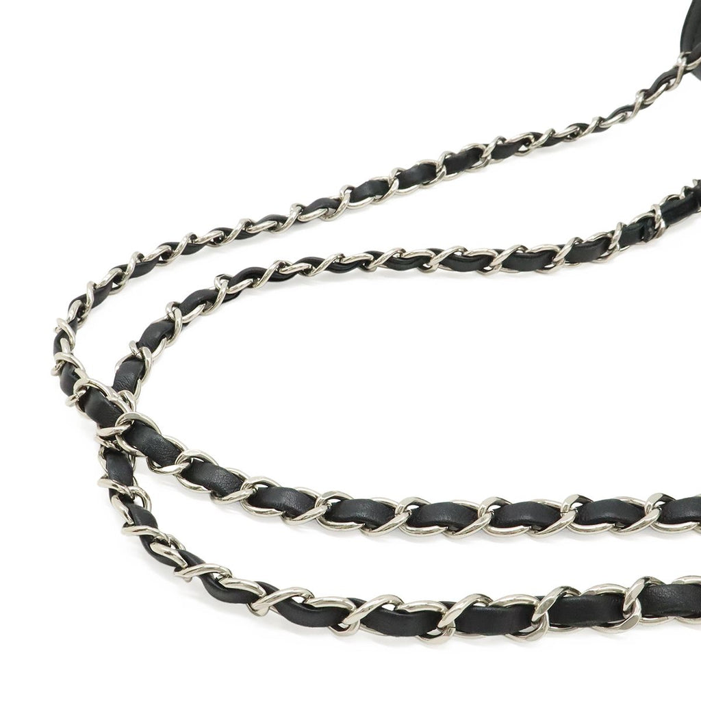 Chanel Quilted CC Logo Chain Shoulder Bag Leather Black Silver — view 5