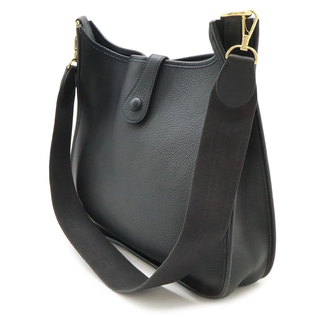 Hermes Evelyne I 1 GM Shoulder Bag Taurillon Clemence Black Gold — view 2