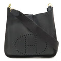 Hermes Evelyne I 1 GM Shoulder Bag Taurillon Clemence Black Gold