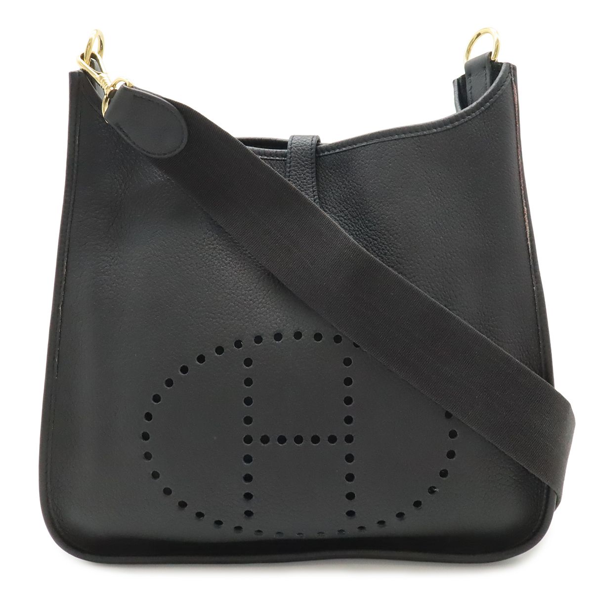 Hermes Evelyne I 1 GM Shoulder Bag Taurillon Clemence Black Gold