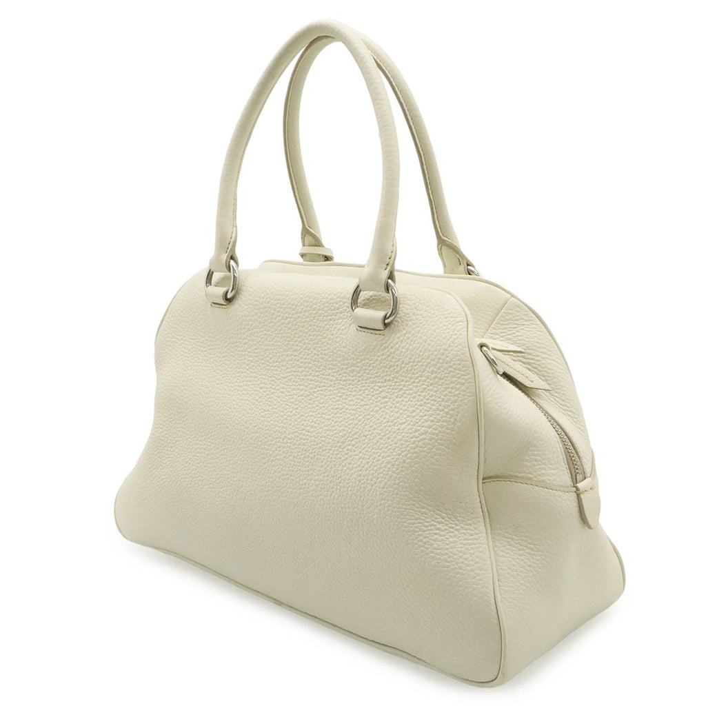 Prada Vitello Phenix Handbag Leather White Silver — view 2