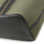 Hermes Pursangle 35 Tote Large Shoulder Bag Canvas Leather Khaki Black Brown — view 3