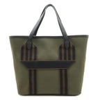 Hermes Pursangle 35 Tote Large Shoulder Bag Canvas Leather Khaki Black Brown