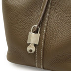 Hermes Picotin Lock MM Tote Taurillon Clemence Leather Etoupe Silver — view 7