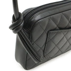 Chanel Cambon Line CC Logo Pouch Shoulder Bag Leather Black Silver — view 4
