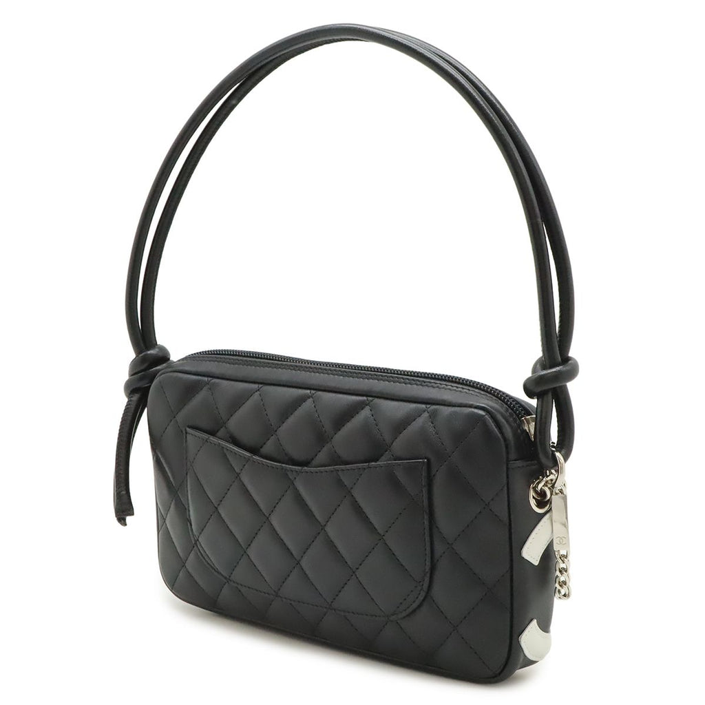 Chanel Cambon Line CC Logo Pouch Shoulder Bag Leather Black Silver — view 2