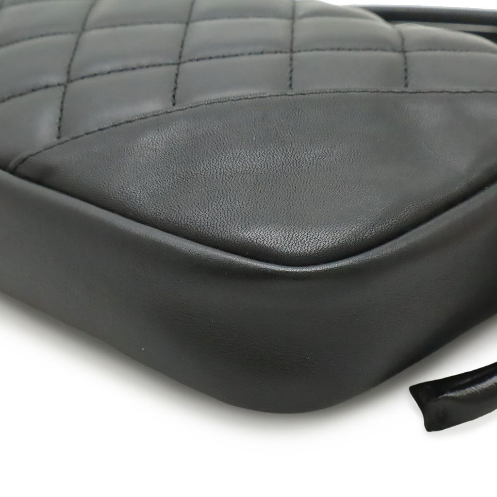 Chanel Cambon Line CC Logo Pouch Shoulder Bag Leather Black Silver — view 3