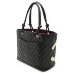 Chanel Cambon Line CC Logo Large Tote Shoulder Bag Soft Calf Black White Silver — view 2