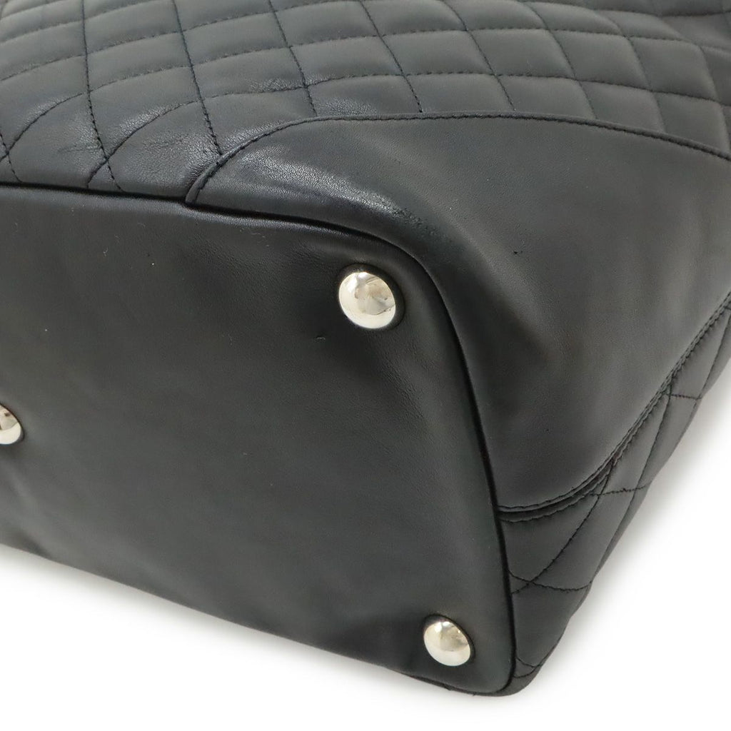 Chanel Cambon Line CC Logo Large Tote Shoulder Bag Soft Calf Black White Silver — view 3
