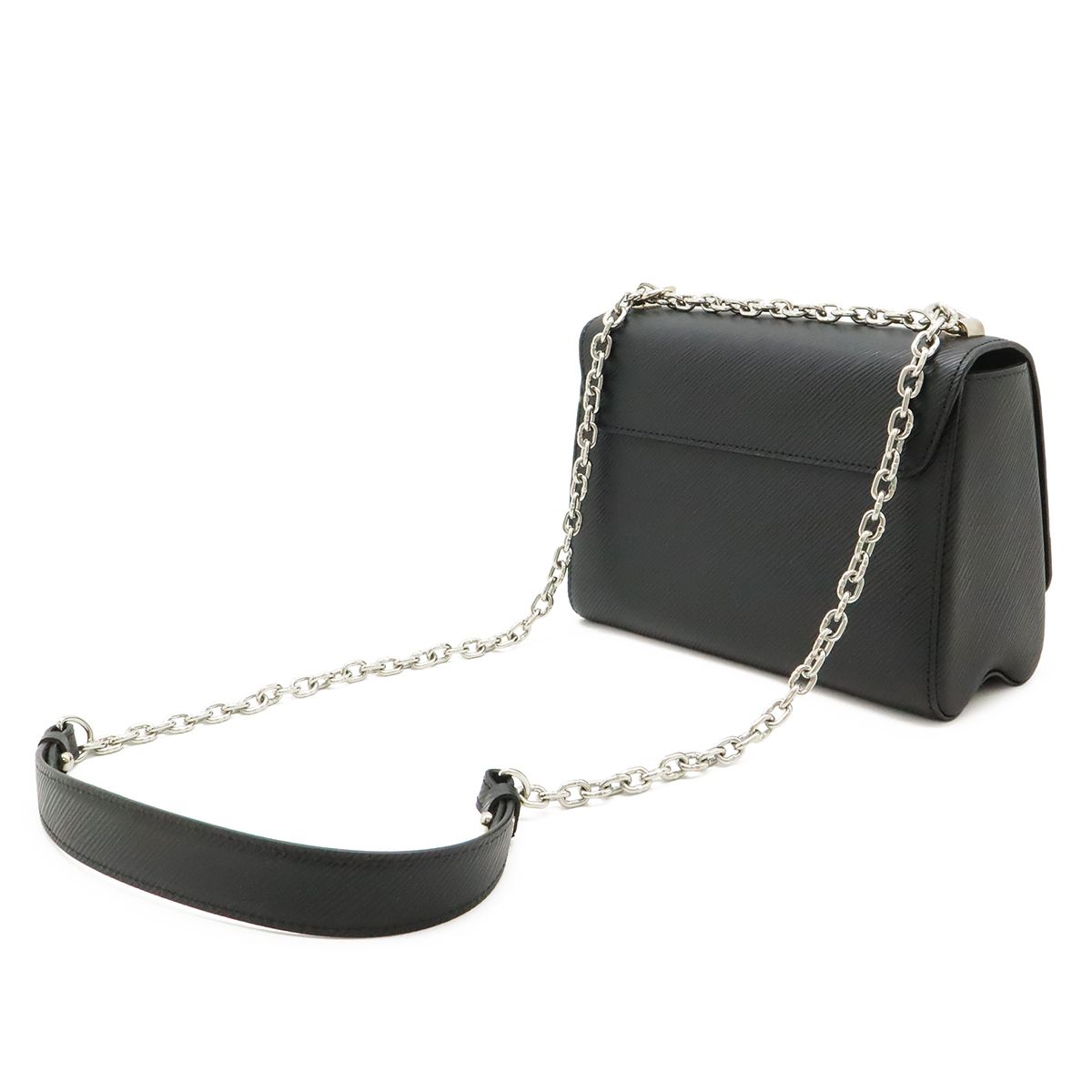 Louis Vuitton Epi Twist MM Shoulder Bag Chain Noir Black Silver Mirror Out — view 2