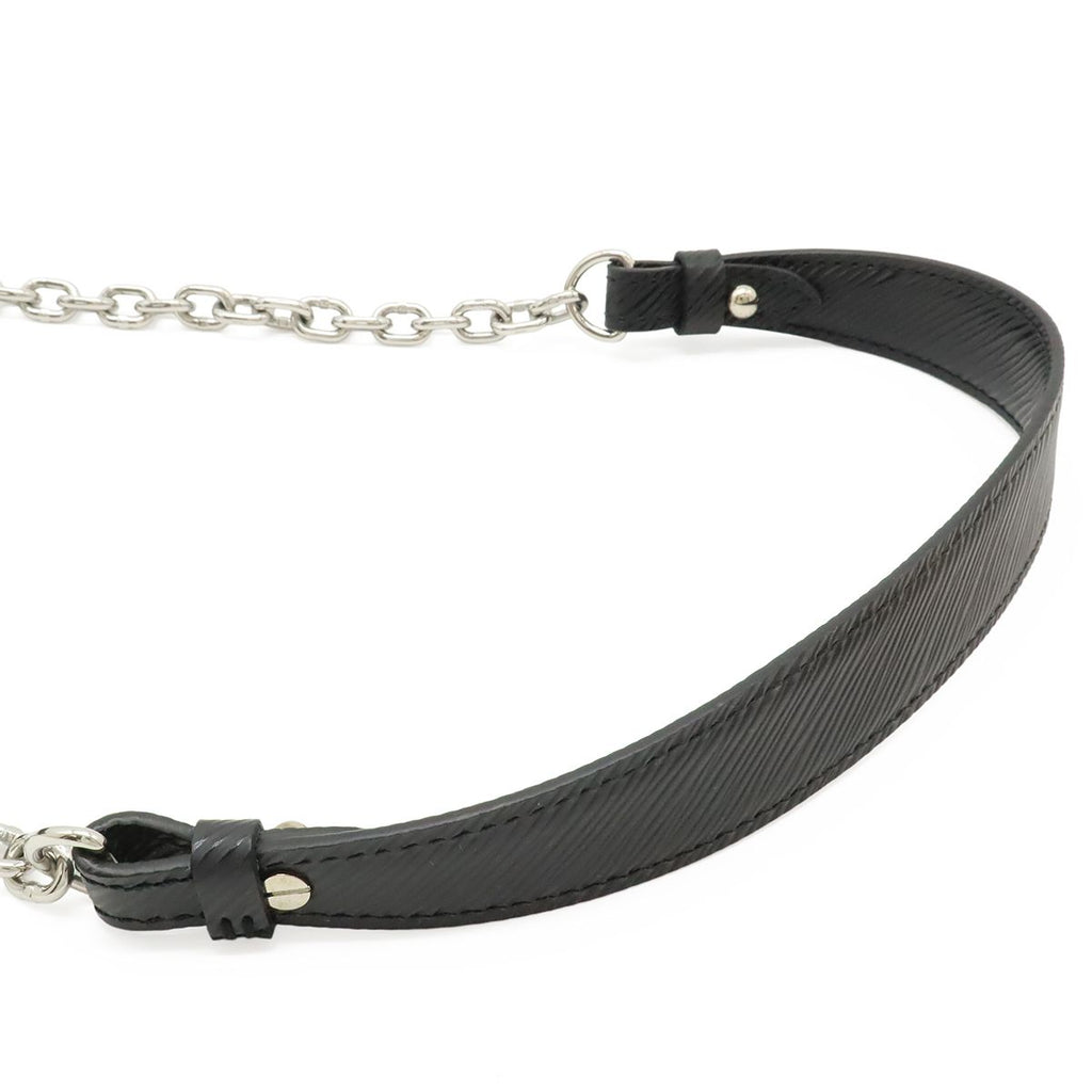 Louis Vuitton Epi Twist MM Shoulder Bag Chain Noir Black Silver Mirror Out — view 5