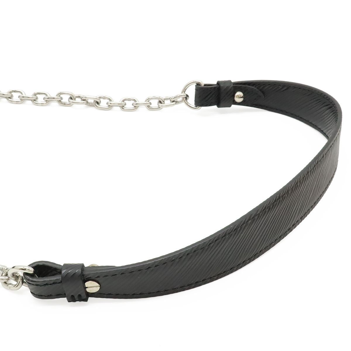 Louis Vuitton Epi Twist MM Shoulder Bag Chain Noir Black Silver Mirror Out — view 5