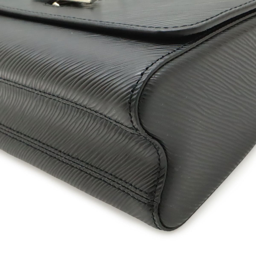 Louis Vuitton Epi Twist MM Shoulder Bag Chain Noir Black Silver Mirror Out — view 3