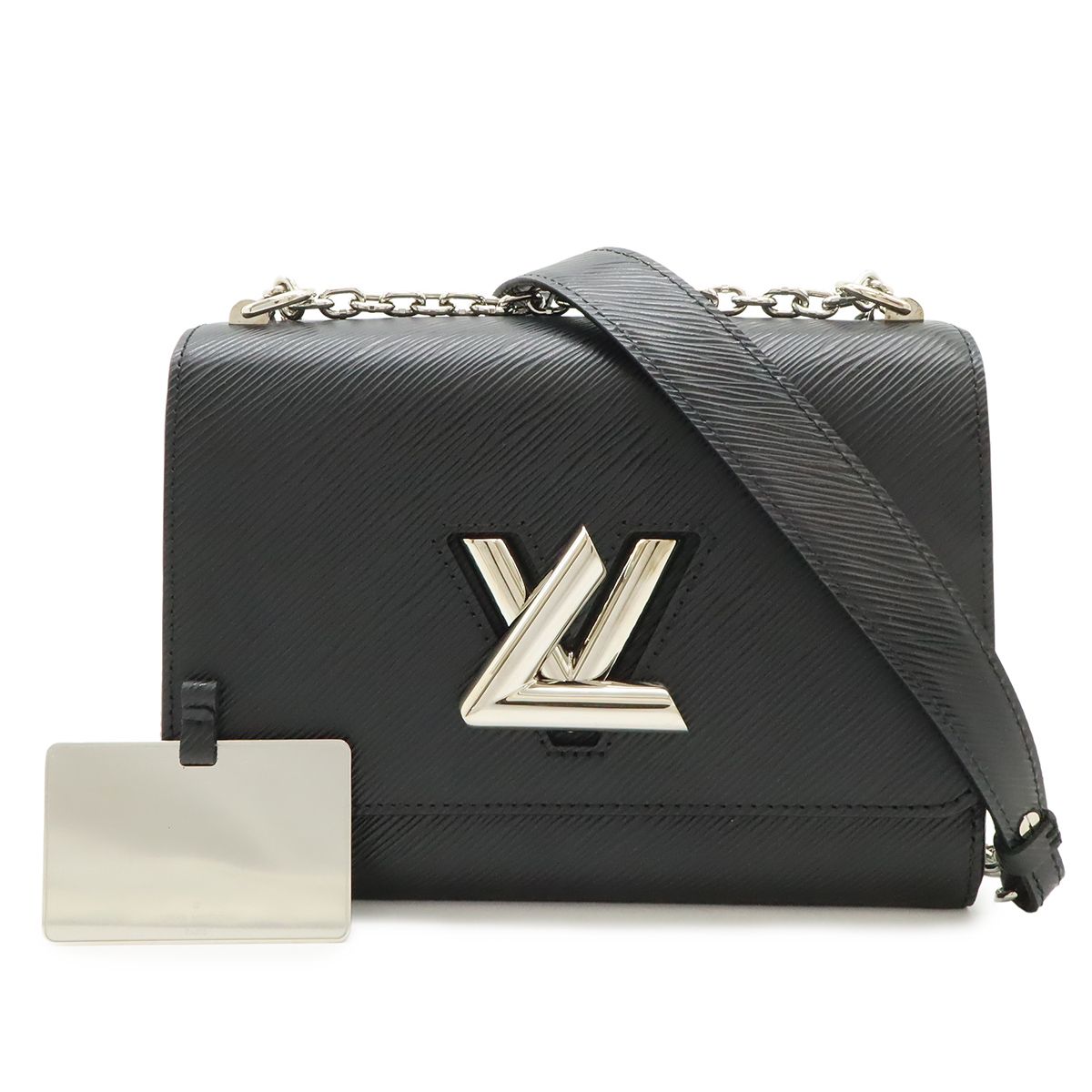 Louis Vuitton Epi Twist MM Shoulder Bag Chain Noir Black Silver Mirror Out