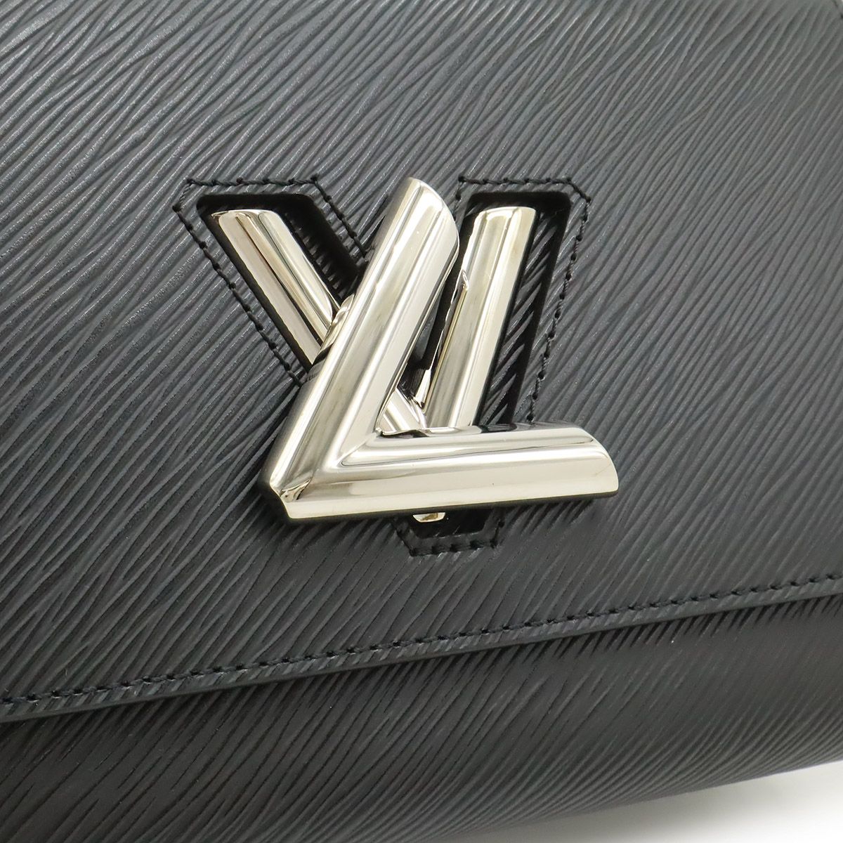 Louis Vuitton Epi Twist MM Shoulder Bag Chain Noir Black Silver Mirror Out — view 8