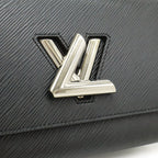 Louis Vuitton Epi Twist MM Shoulder Bag Chain Noir Black Silver Mirror Out — view 8