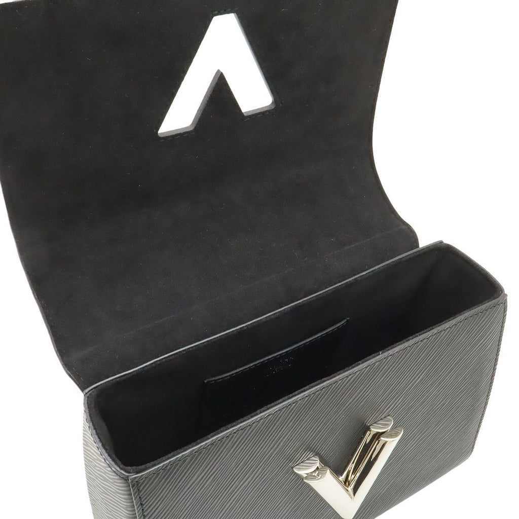 Louis Vuitton Epi Twist MM Shoulder Bag Chain Noir Black Silver Mirror Out — view 6