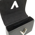 Louis Vuitton Epi Twist MM Shoulder Bag Chain Noir Black Silver Mirror Out — view 6