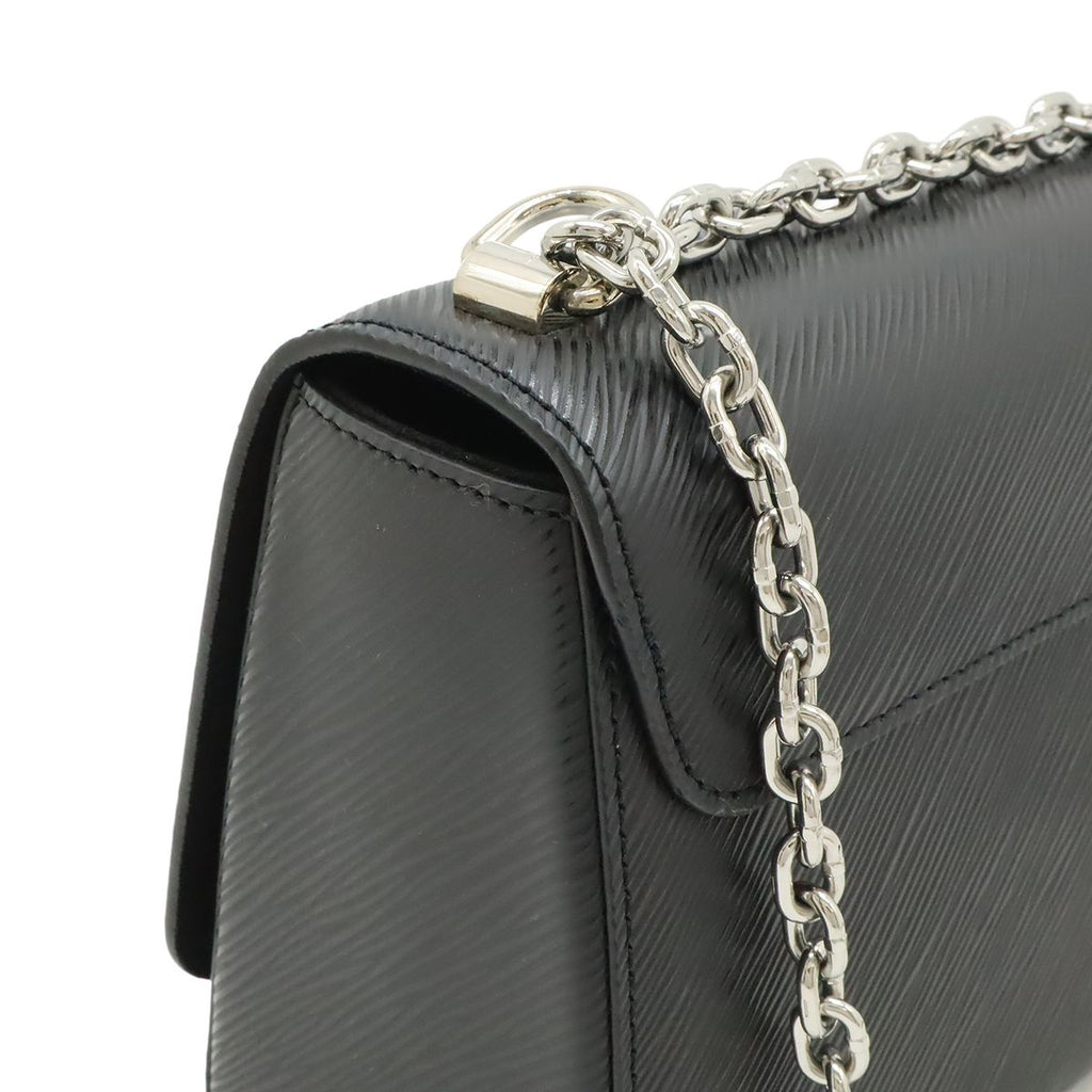 Louis Vuitton Epi Twist MM Shoulder Bag Chain Noir Black Silver Mirror Out — view 4