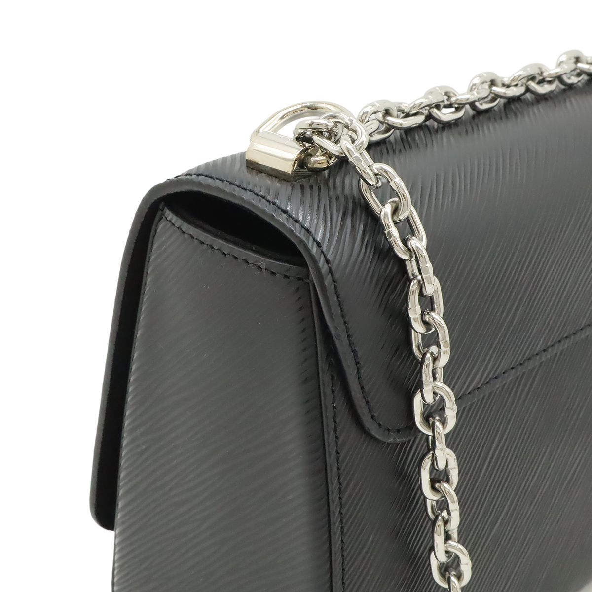 Louis Vuitton Epi Twist MM Shoulder Bag Chain Noir Black Silver Mirror Out — view 4