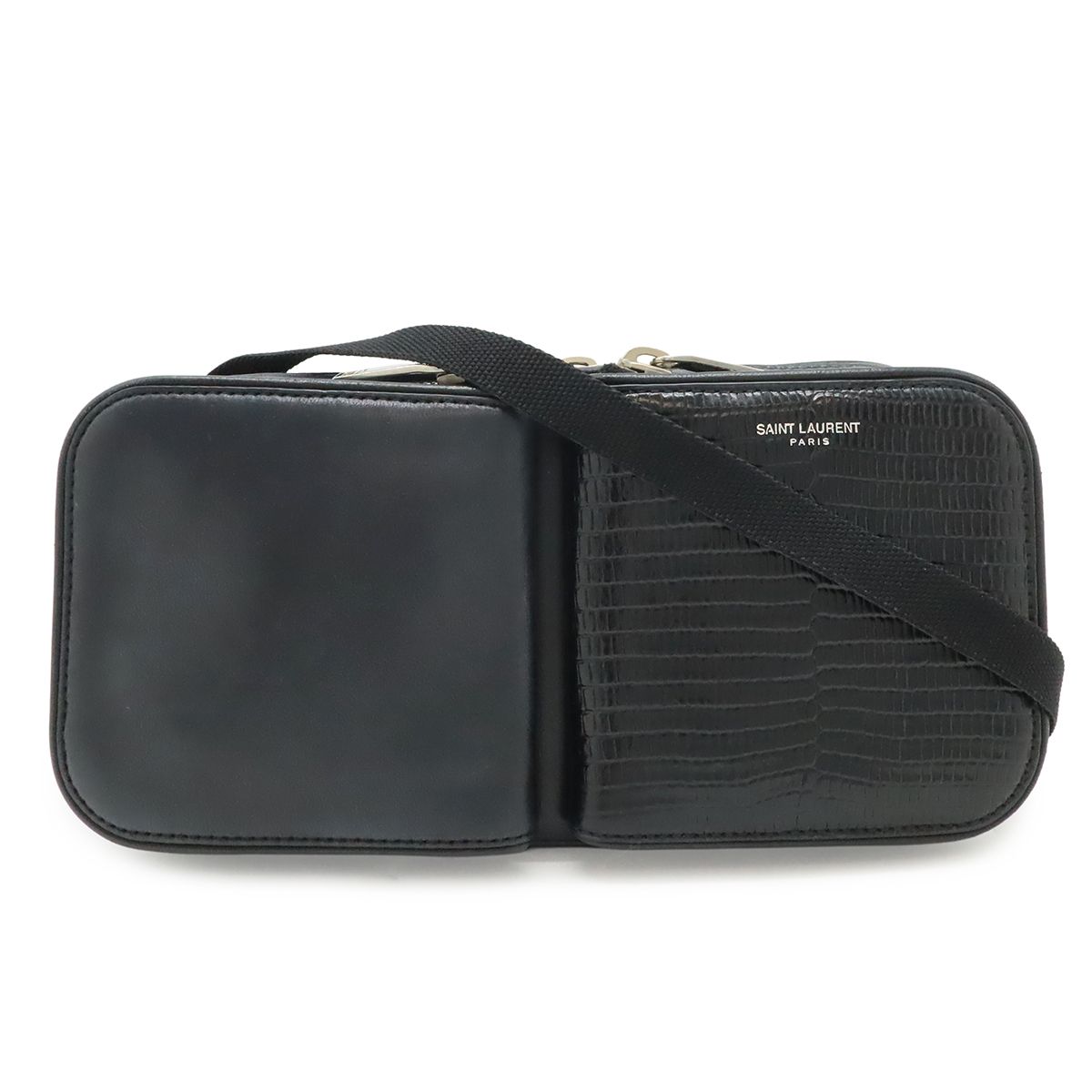 Saint Laurent Paris Yves Shoulder Bag Pochette Crossbody Leather Black