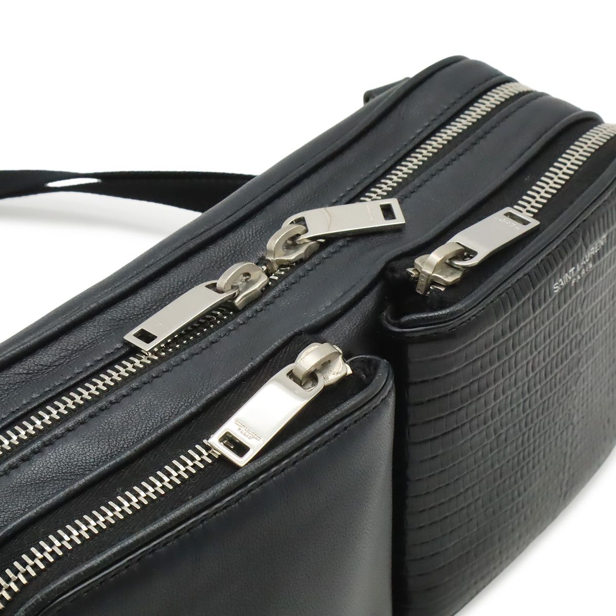 Saint Laurent Paris Yves Shoulder Bag Pochette Crossbody Leather Black — view 6