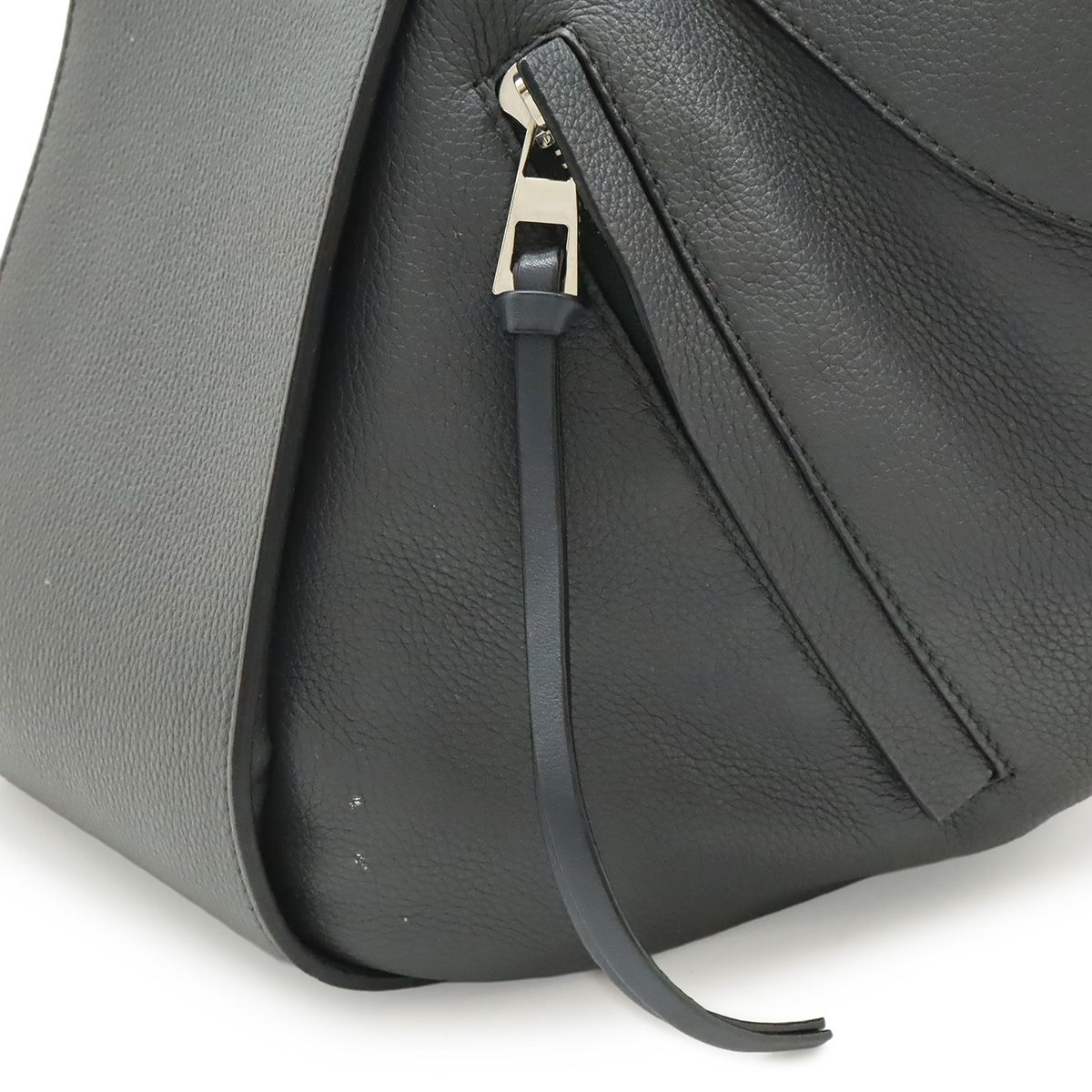 Loewe Hammock Small Drawstring Shoulder Bag Leather Black Silver — view 8