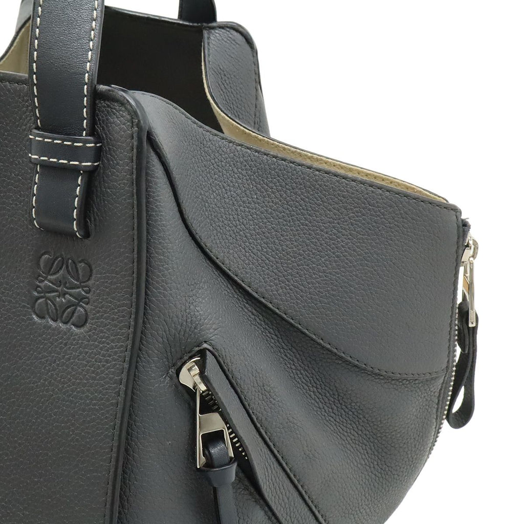 Loewe Hammock Small Drawstring Shoulder Bag Leather Black Silver — view 7