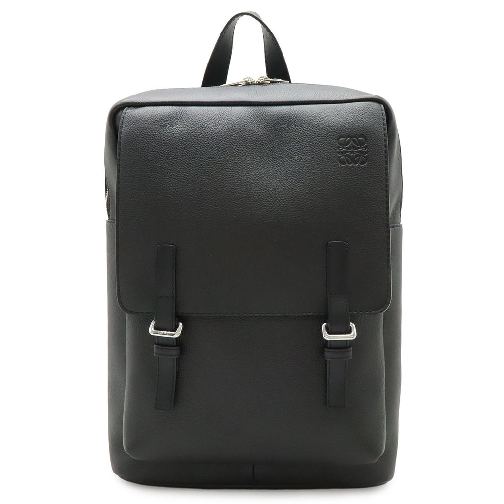 Loewe Anagram Military Backpack Leather Black Silver