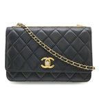 Chanel Trendy CC Quilted Chain Wallet Coin Purse Card Case Lambskin Leather