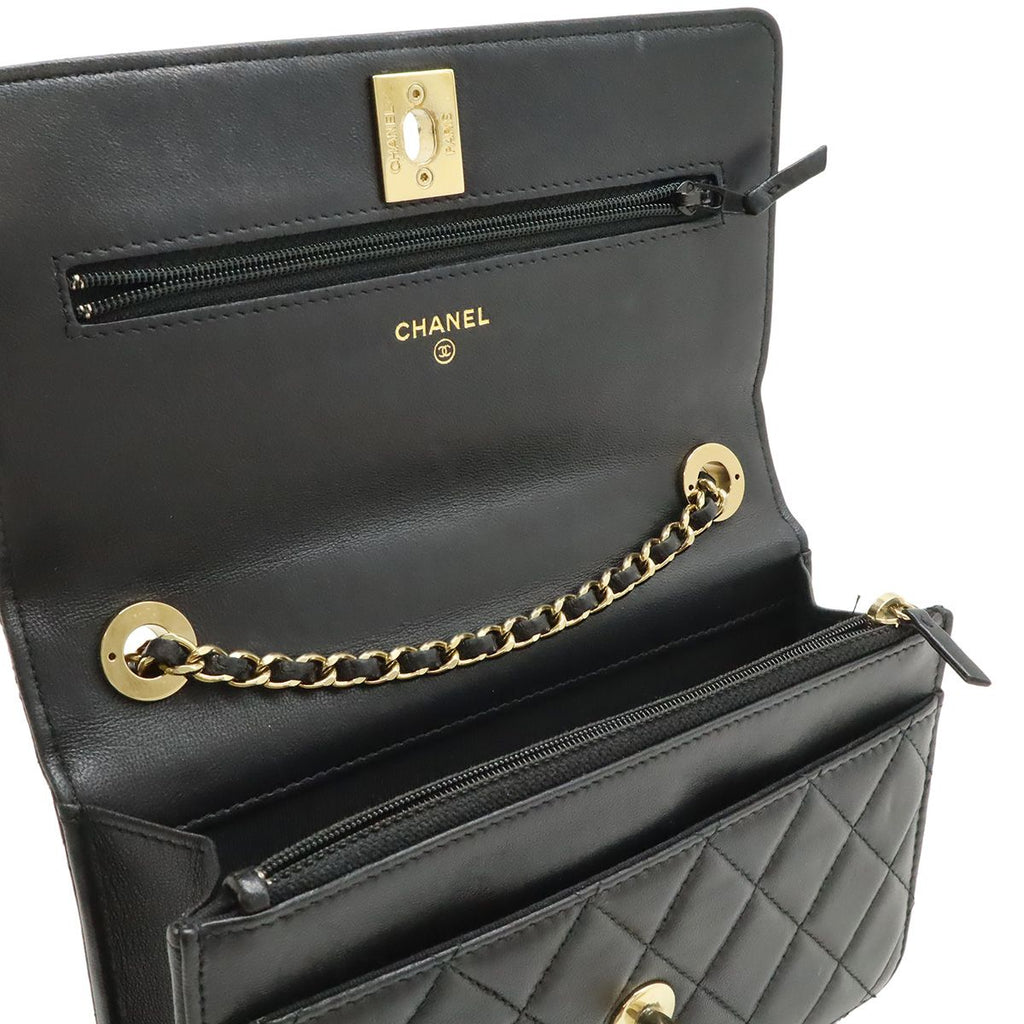 Chanel Trendy CC Quilted Chain Wallet Coin Purse Card Case Lambskin Leather — view 5