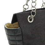 Chanel Choco Bar Chain Tote Quilted Net Canvas Leather Black — view 4